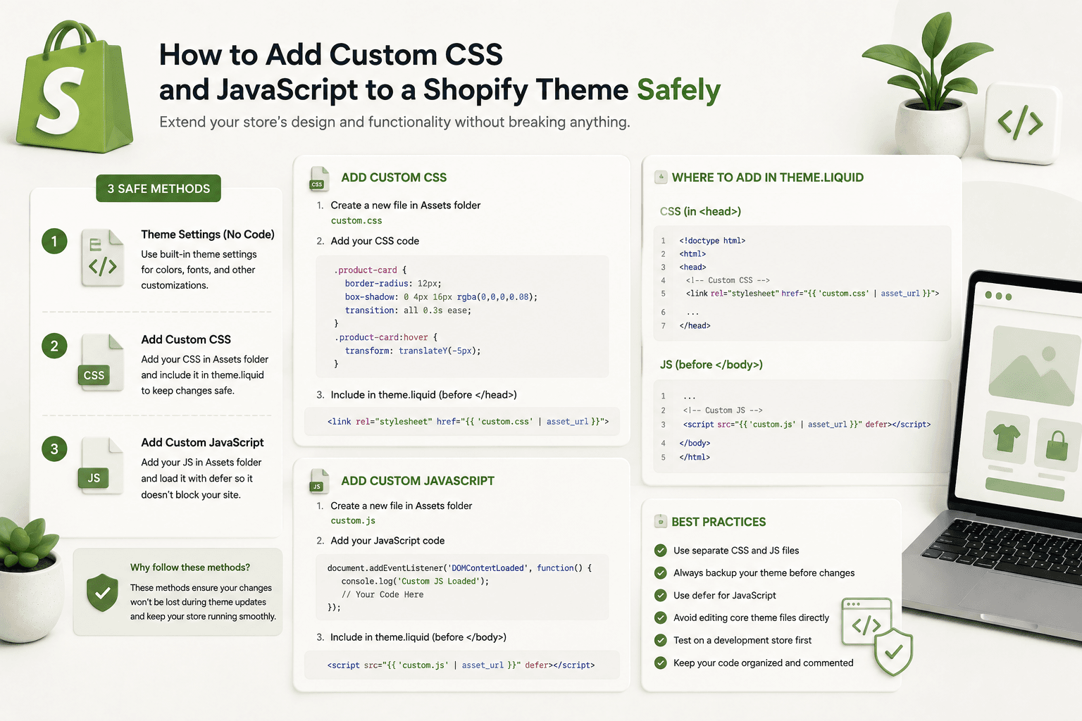 How to Add Custom CSS and JavaScript to a Shopify Theme Safely — Built by Saurav